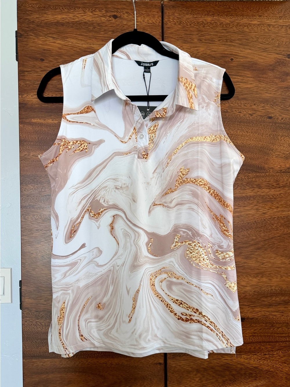 Acegolfs Sleeveless Polo in Animal Print - Size L